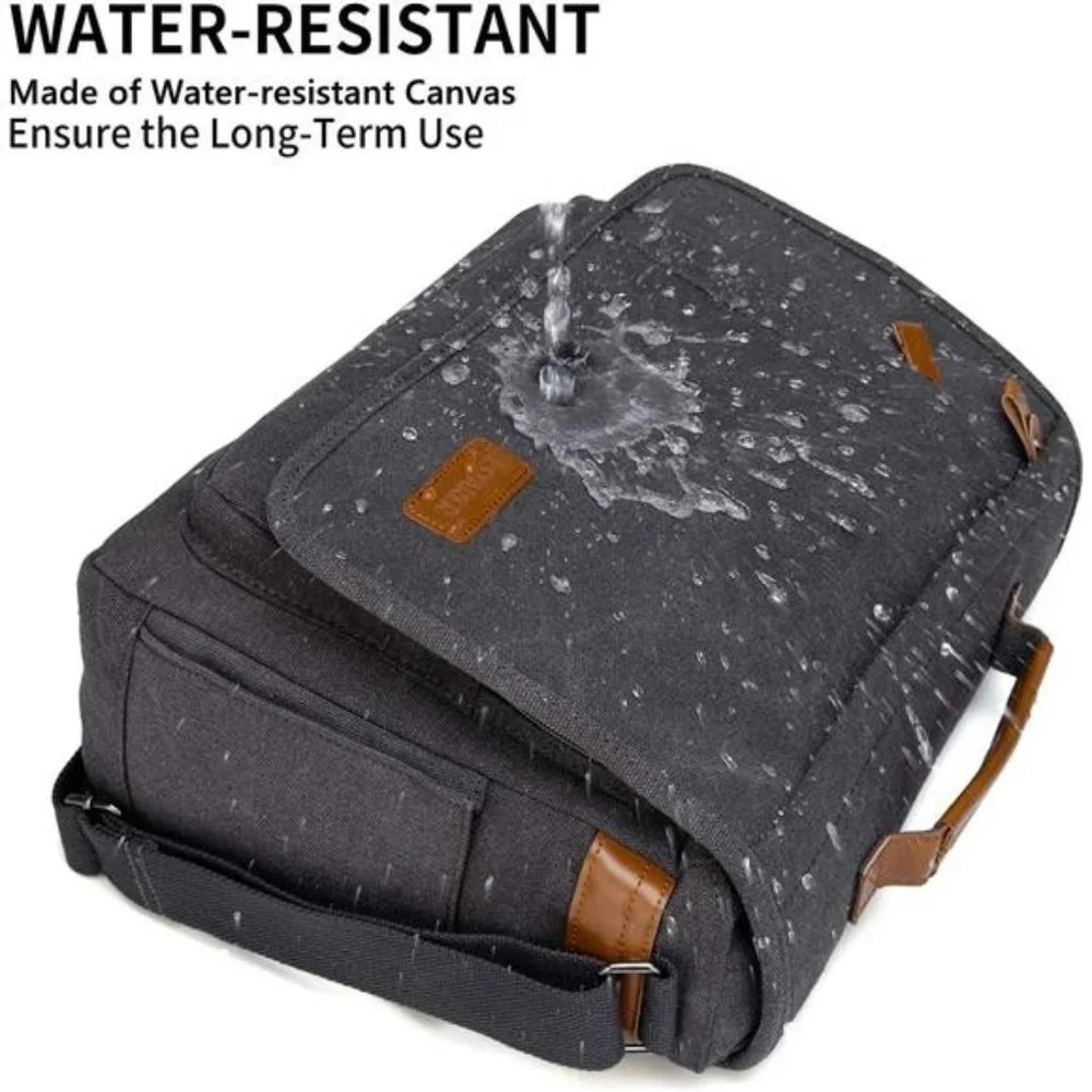 Computer Messenger Bag 17-17.3 Inch Water-resistant Canvas Laptop Shoulder Bag